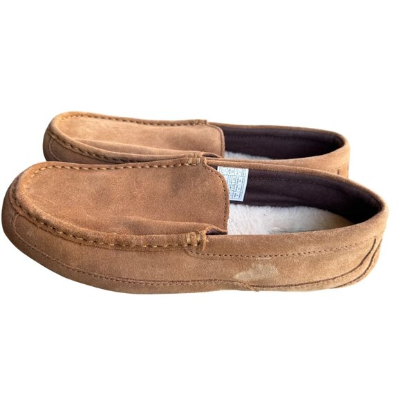 UGG Alder Mens Chestnut Slippers Size 10 Sheepskin Lined Suede Moccasin - Picture 4 of 9